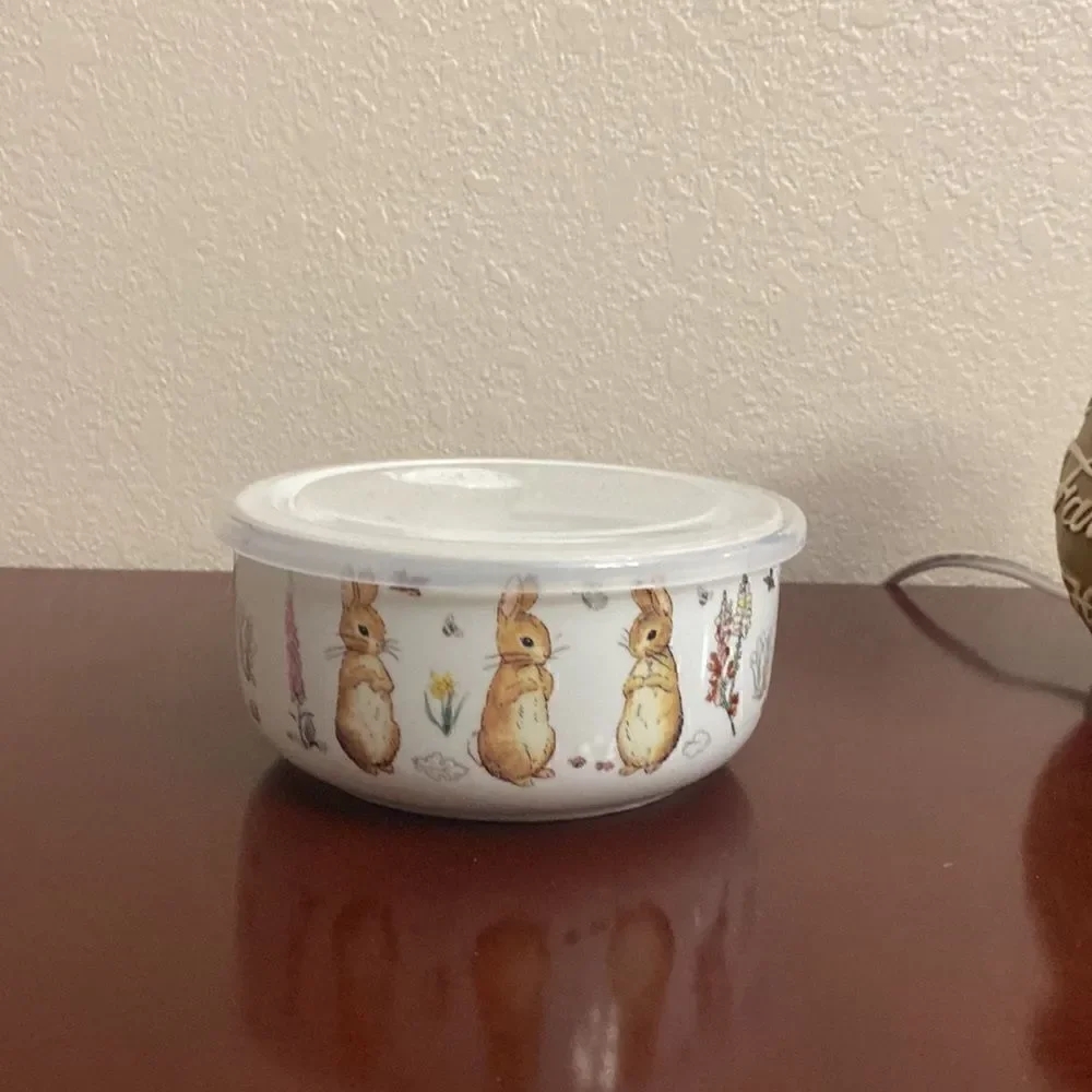 Beatrix Potter PETER RABBIT Porcelain Microwave Storage Bowl Vent Lid Bunny NEW